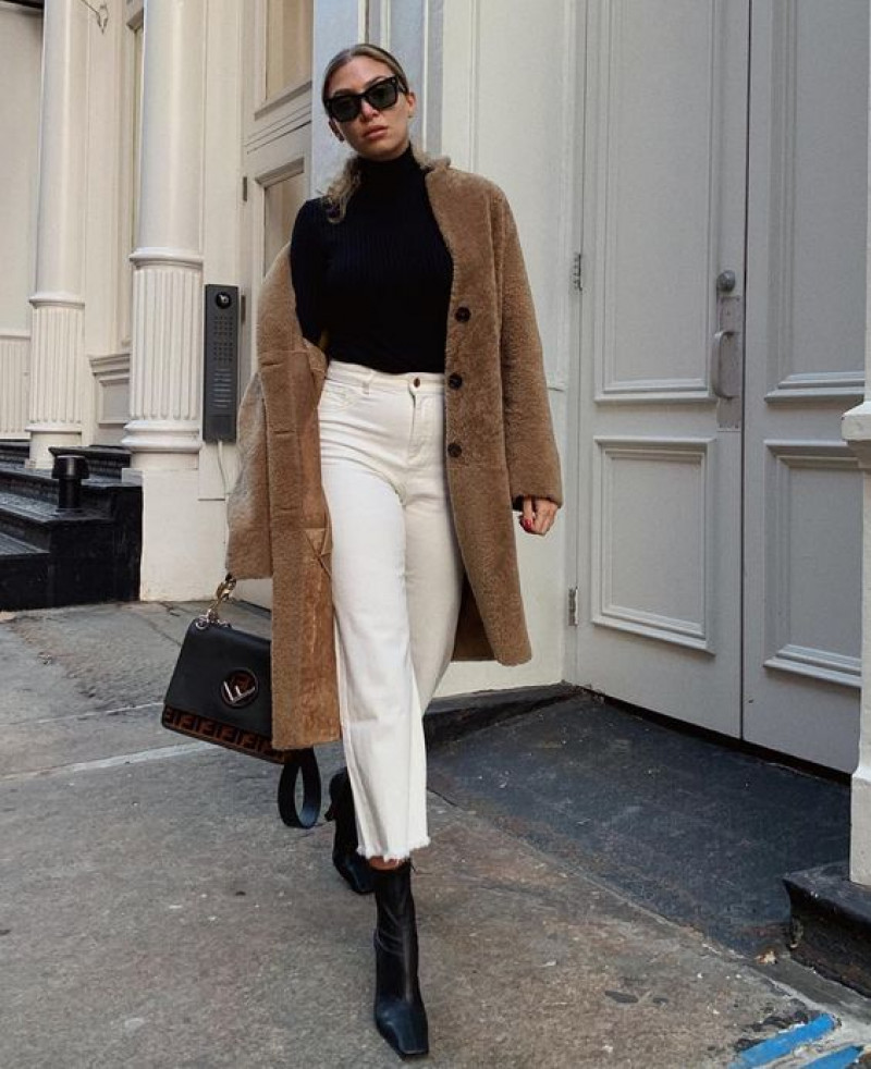 White Pants Black Boots Fashion Trends With Beige Trench Coat , Classy Look: luggage and bags,  winter clothing  