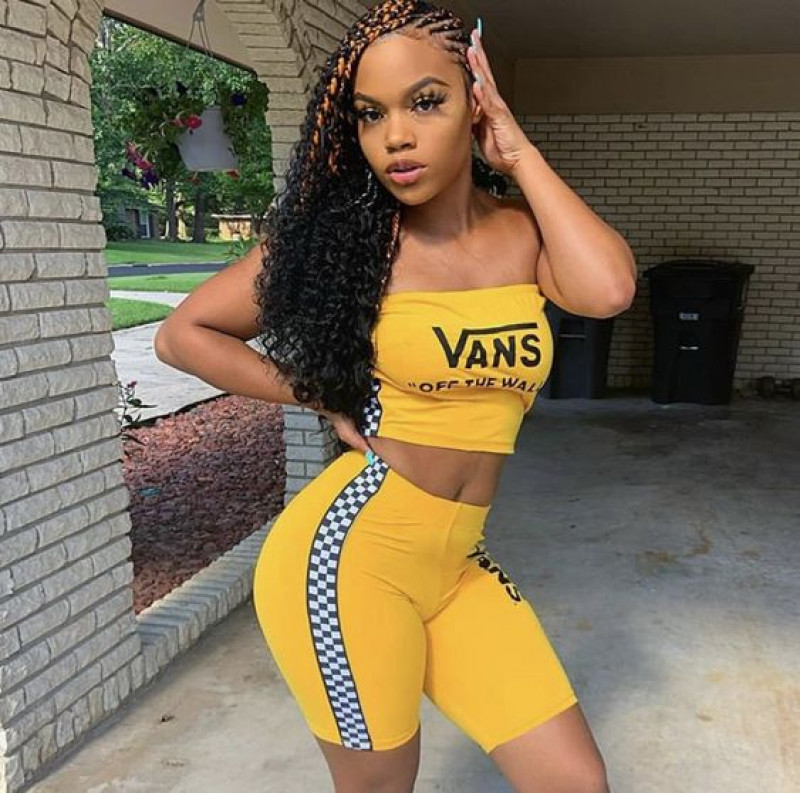 Yellow Sportswear Top And Shorts Ideas For Sporty Swaggy Girls: long hair,  teenage girl,  black hair  