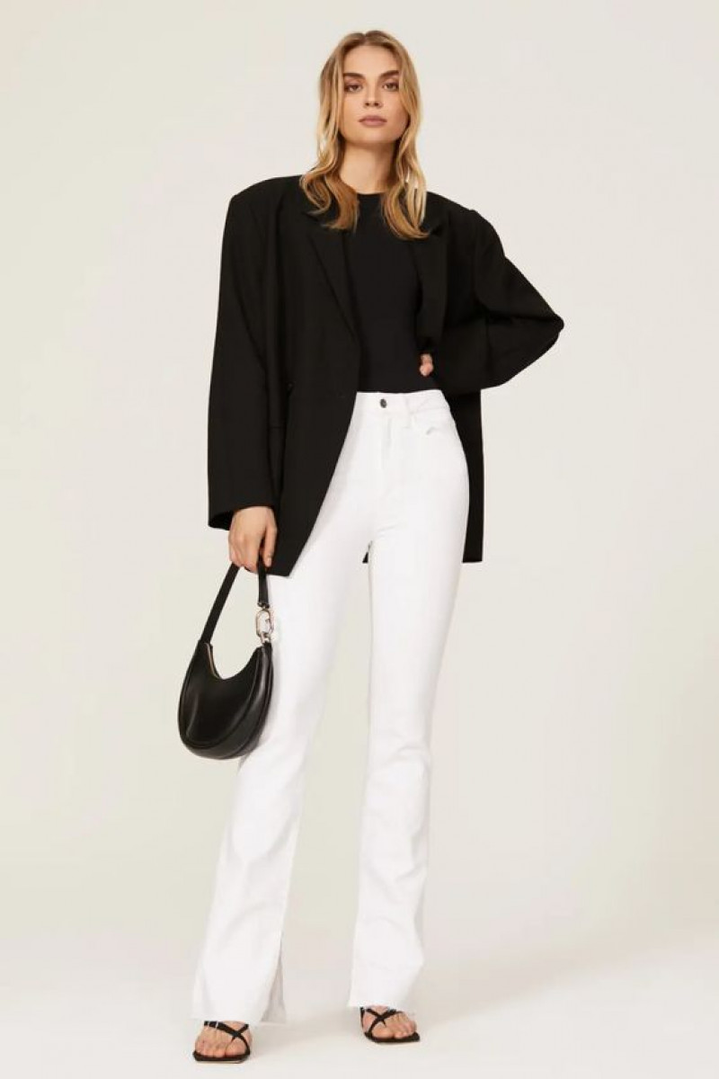 Elegant Black Blazer Fashion Outfits With White Casual Boot Cut Trouser, Elegant Winter Outfit 2023: women's pants,  luggage and bags,  slow fashion,  s.oliver  