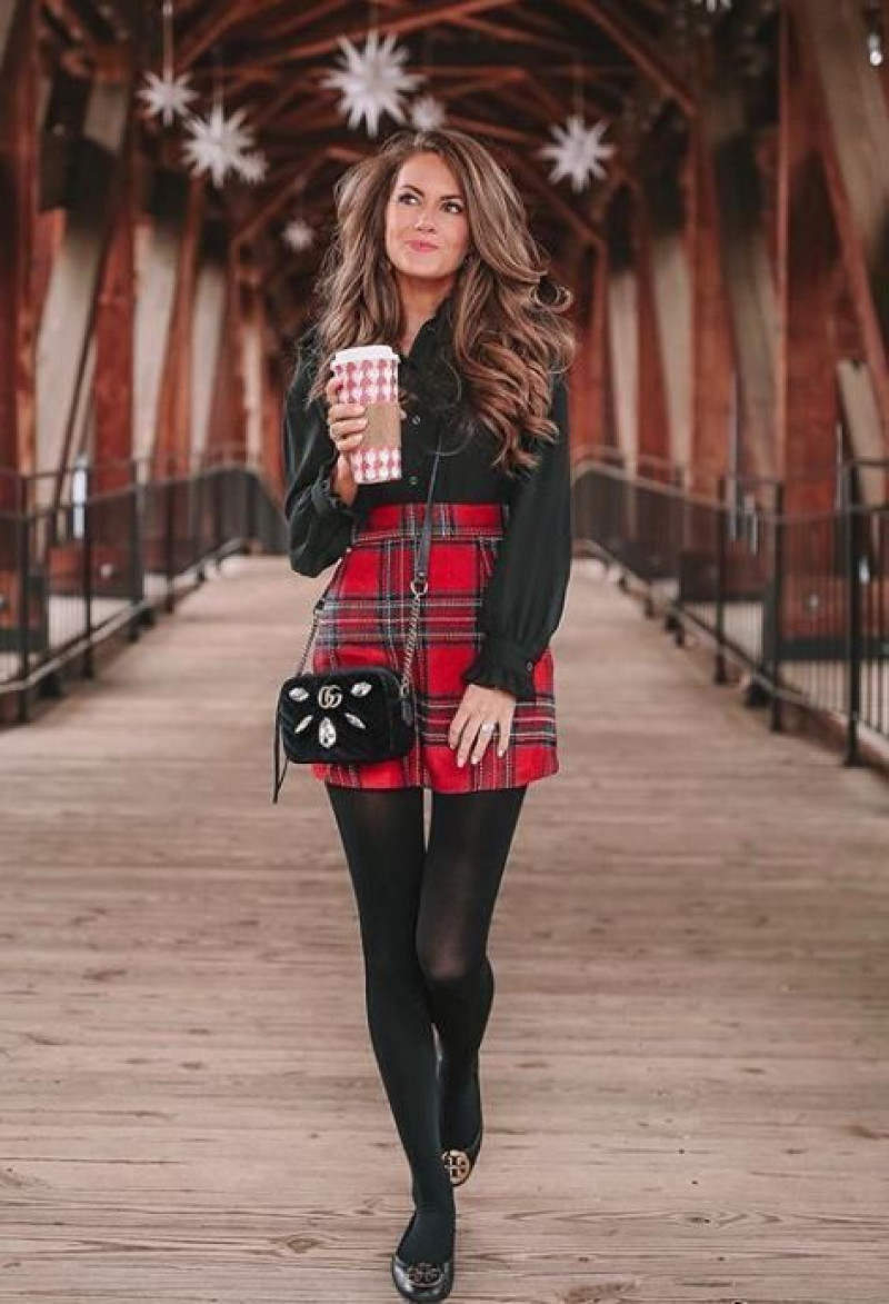 Black Casual Blouse Fashion outfit With Red Skirt, Night out Winter Birthday Outfits: winter clothing,  noise fit core 2 buzz smartwatch,  fashion friends,  wild fable  