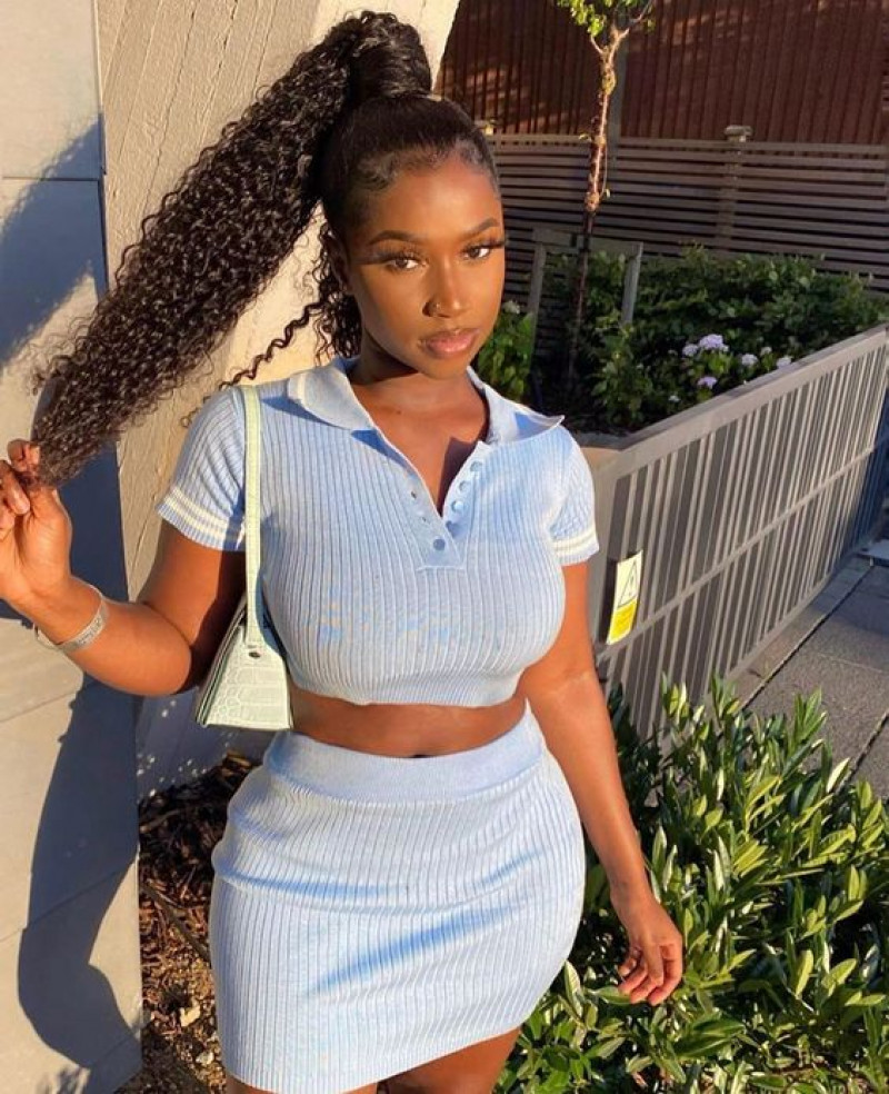 Light Blue Polo-shirt  Attires Ideas With Light Blue Sportswear Skirt, Trunk: feelgrace wrap around kinky curly ponytail hairpiece natural black women brazilian hair ponytail extension,  drawstring ponytail,  hair extension,  ponytail clip,  bgmgirl.com  