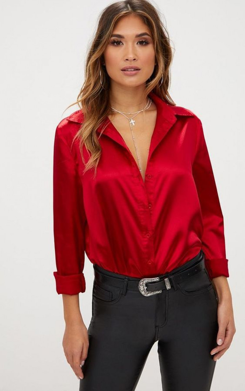 Red Silk Shirt Ideas With Black Jeans, Red Satin Shirt.: red blouse,  black jeans,  red and black,  red blouse and black jeans  