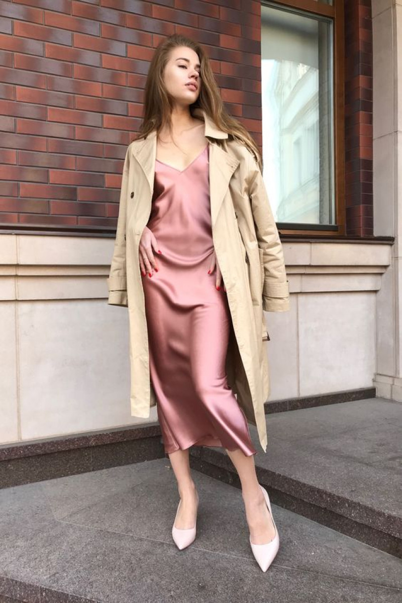 Slip Dress And Blazer Fashion Wear Beige Trench Coat Pink A-line Skirt, Silk Dress With Coat: slip dress,  burgundy silk maxi  