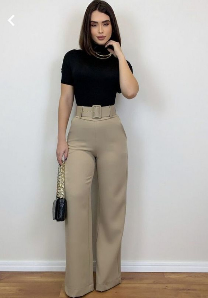 Classy Business Outfit For Winter 2023 | Black Top Business Casual Fashion Tips With Beige Casual Trouser: women's pants,  outfit of the day,  korean fashion  