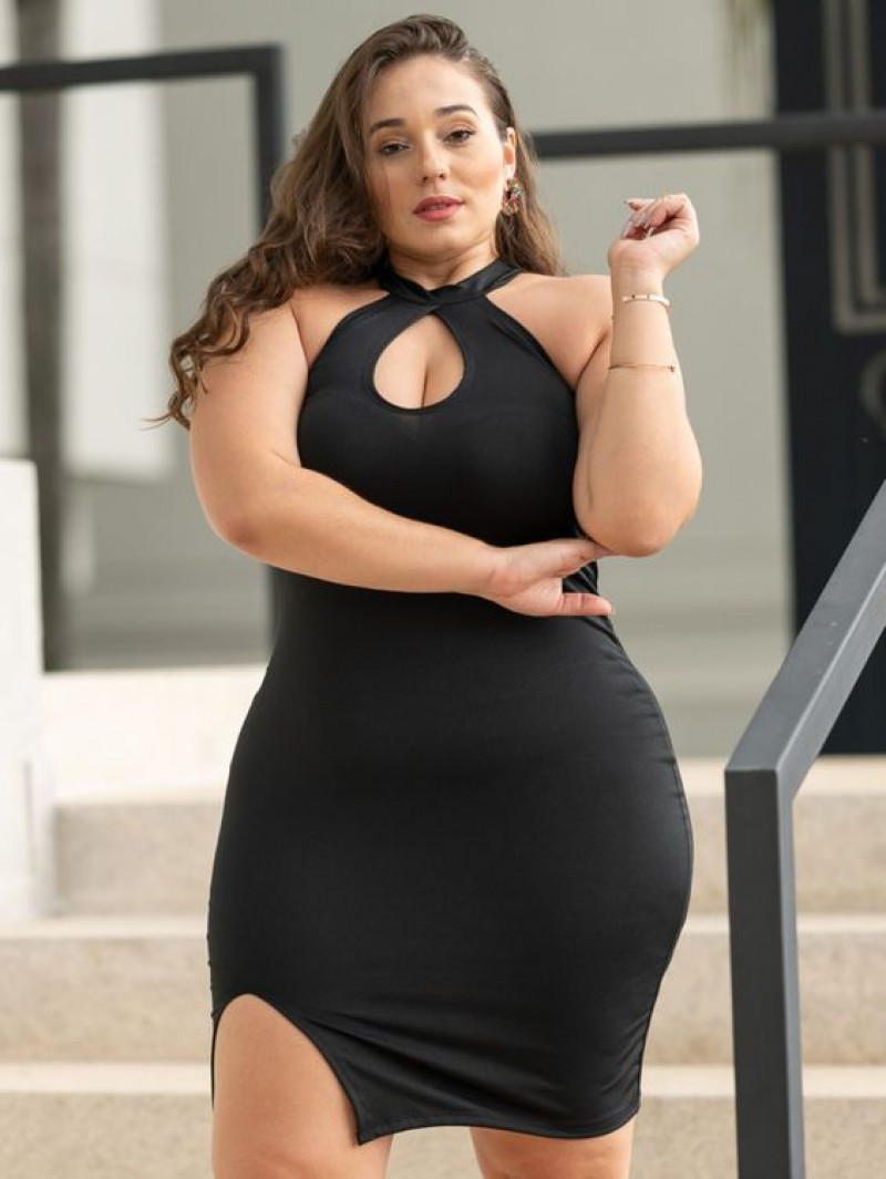 Dating Outfits for Plus Size: Black Casual Mini Pencil and Straight Skirts, Casual Dress: plus-size clothing,  plus size dress,  little black dress,  cocktail dress,  sheath dress,  décolletage  