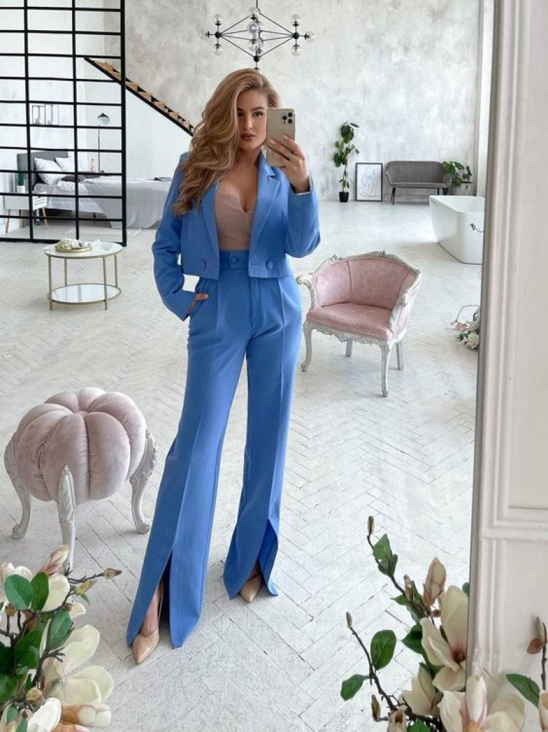 Slit Leg Pants: Light Blue Formal Trouser Fashion Tips With Light Blue Suit Jackets And Tuxedo, Emerald Womens Suit: women's suits,  emerald green pantsuit for women emerald formal pants suit set for women,  women suit wedding guest suit,  women two piece suit,  women's pant suit,  interior design  