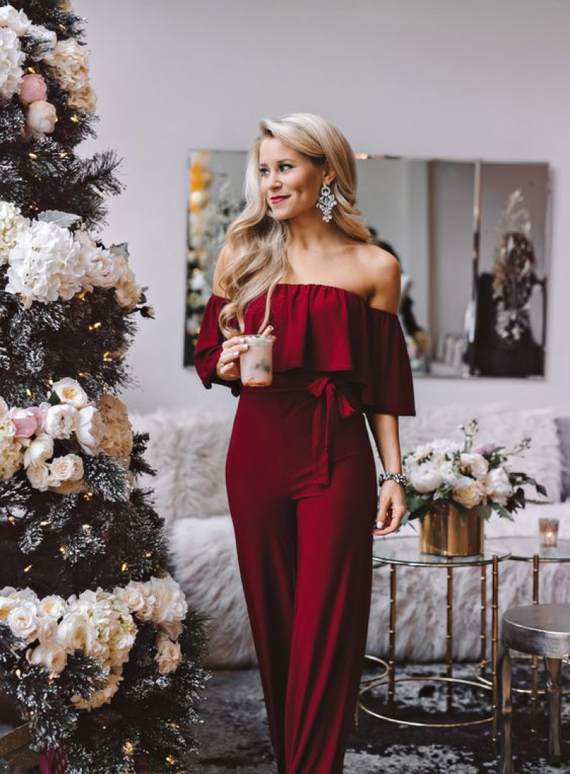 Red Bardot Top Outfit Trends With Red Formal Trouser, Perfect look for Birthday 2023: party dress,  bridal party dress,  fashion blog,  christmas tree,  fashion brand  