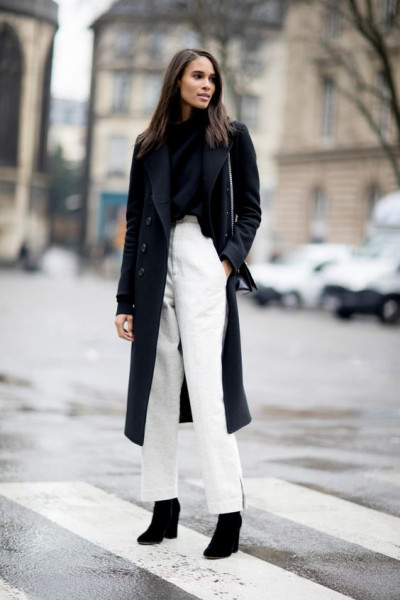 Winter looks with white pants: 
